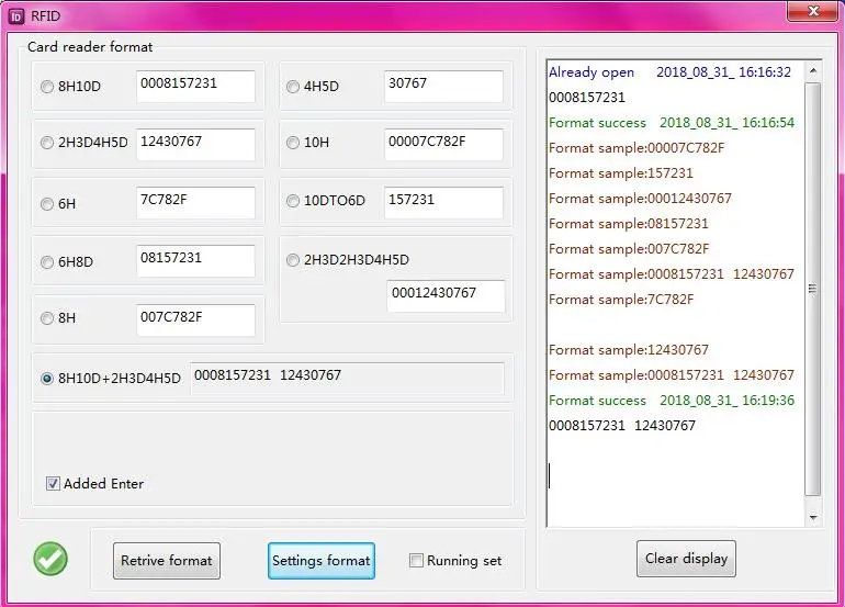 125khz rfid proximity reader 8H10D 2H3D4H5D format changeable + 5pcs rfid tags + free software