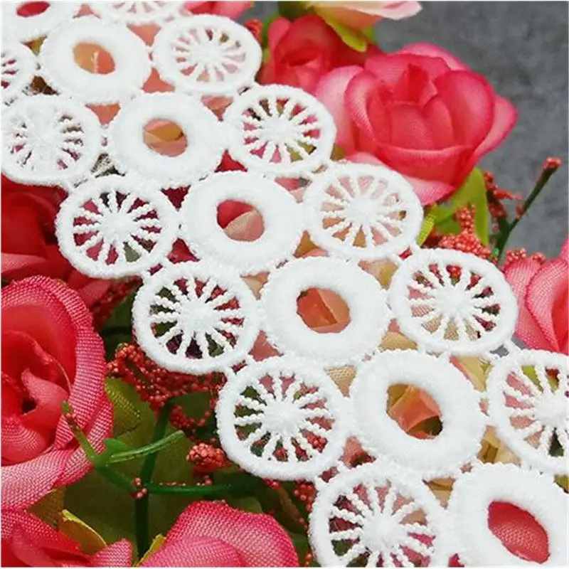 1/2/5 Yards Circle Dot Wheel Lace  Trim Ribbon Tape 40MM Wedding Embroidery Sewing African Lace Fabric DIY Craft Decoration