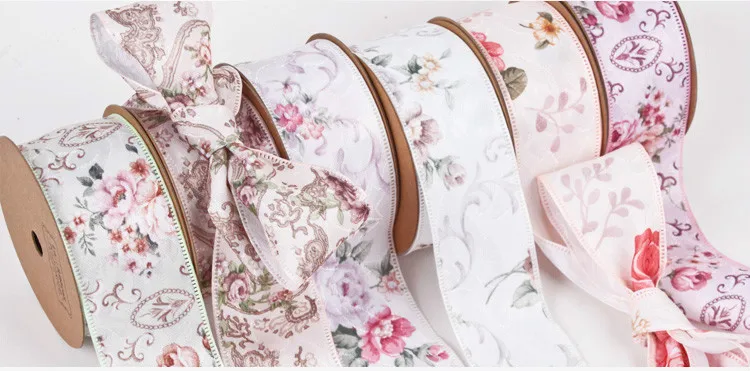 10 Yrds/rouleau Ruban Imprimé Floral Pour Cadeau Gâteau Fleur