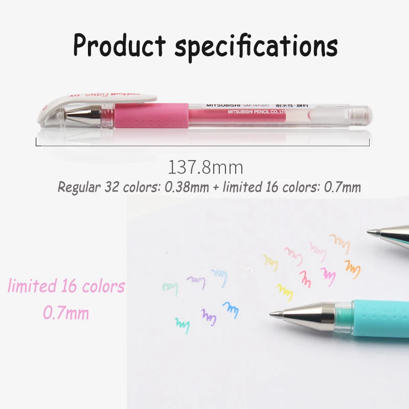 1pc Japan 0.38/0.7mm Mitsubishi Uni-Ball/ Rollerball Signo 151 Metal/ Milk Color Minimal Gel Ink Office signing Waterproof Pen