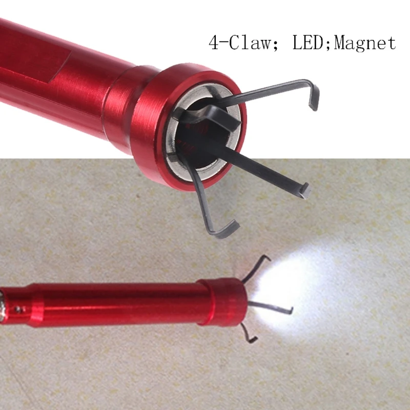 Fleksibel Mengambil Alat Magnet 4 Cakar Lampu LED Spring Grip Rumah Toilet Gadget * DLS *