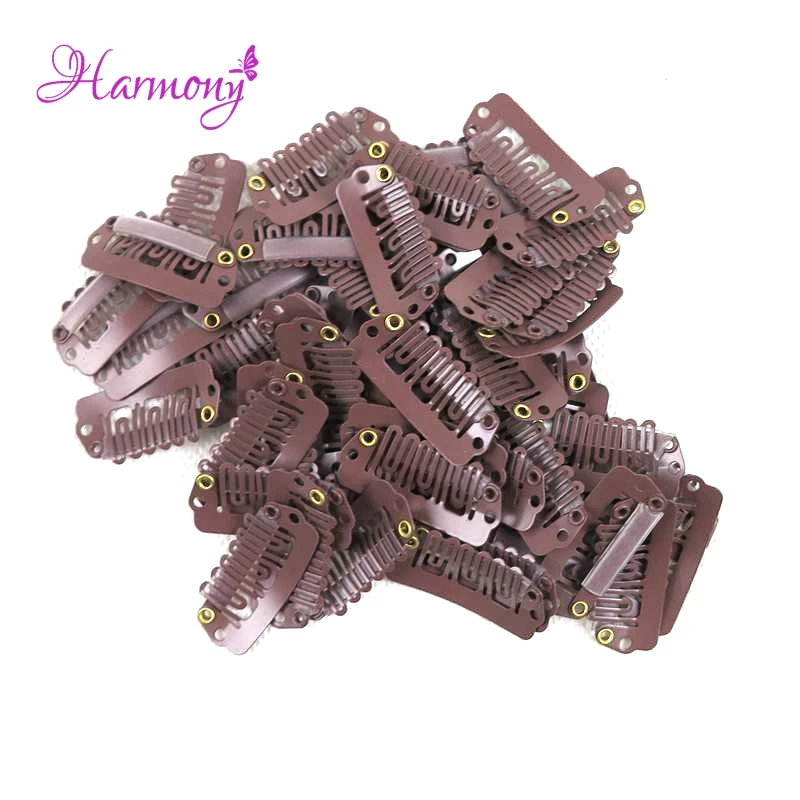 

Harmony Plus Hair 100pcs Wig Clips 28mm 6 Teeth Snap Clips For Hair Extensions Tools 6 Colors Available