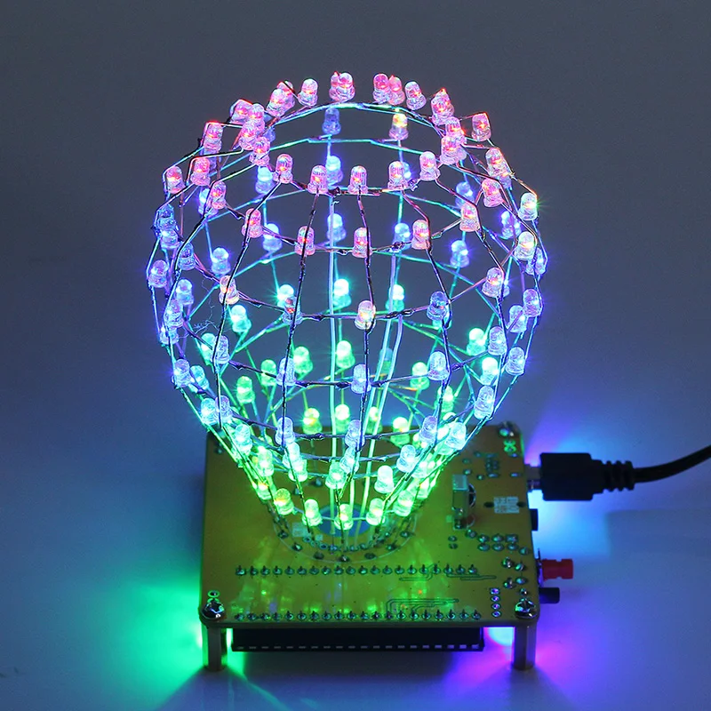 RGB LED Cubic Ball DIY Kit Colorful LED Light Cube Cubic Ball w/ Shell Creative Electronic Kit Remote Control DIY Night Lights