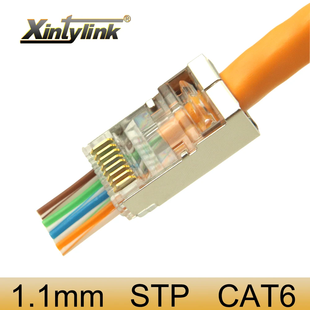 xintylink rj45 plug ethernet cable connector cat6 cat5e cat 6 rg rj 45 network stp 8P8C cat5 shielded jack conector lan metal