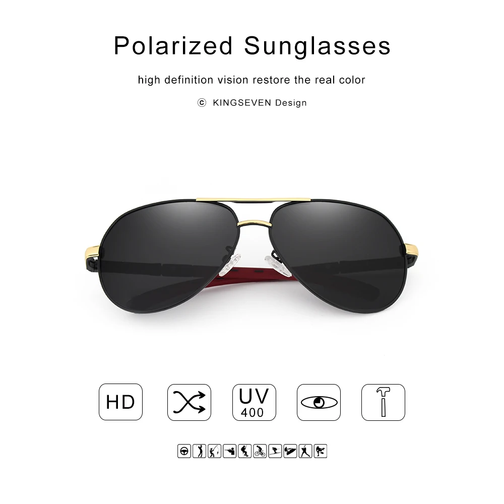 Kingseven Nhôm Magie Kính Mát Nam Phân Cực Nam Lớp Phủ Kính Tráng Gương Oculos Kính Mắt Nam Phụ Kiện Cho Nam K725