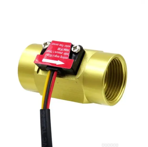 Liquid Water Flow Sensor DC 5V to 15V G3/4 Hall Effect Flowmeter Fluidmeter Copper