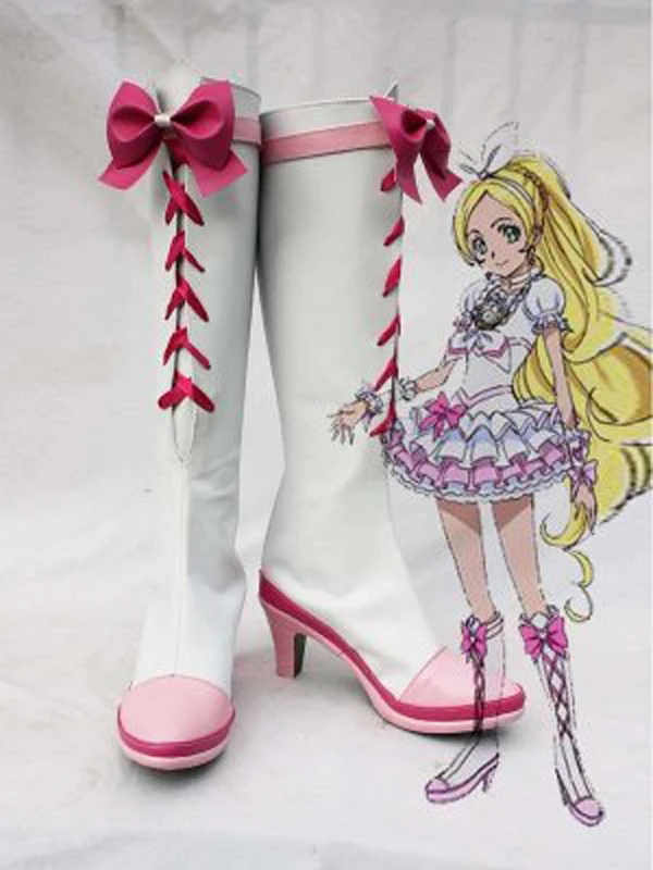 

Pretty Cure Cure Rhythm White Cosplay Boots Shoes Anime Party Cosplay Boots Custom Made for Adult Women High Heel Shoes