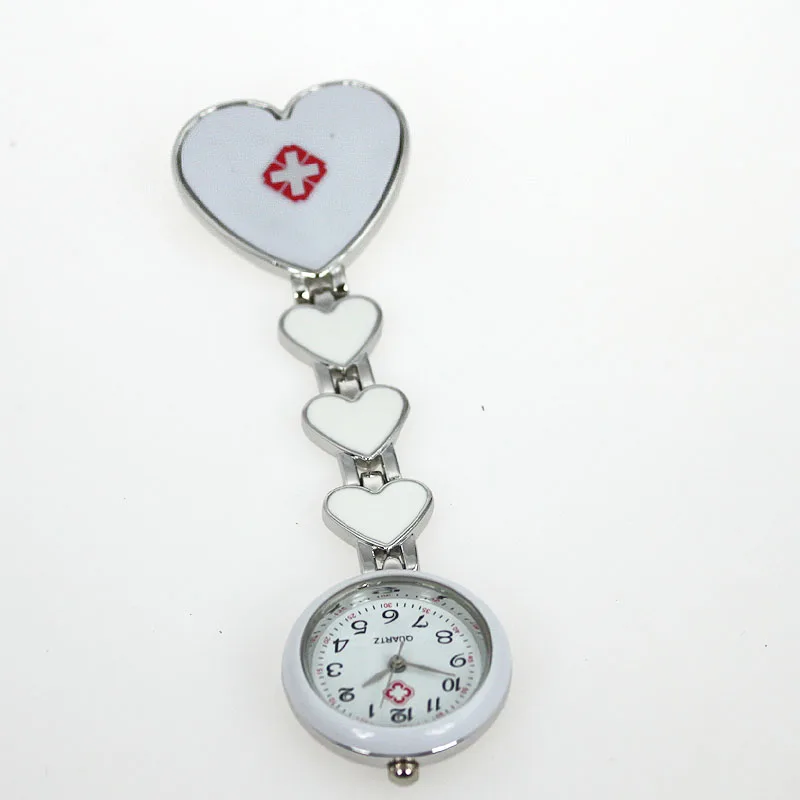 10pcs/Lot Bulk Wholesale Price New Hot Popular Mixed Color Fob Heart Nurse Brooch Pin Pocket Quartz Watch Wholesale 5 Colors