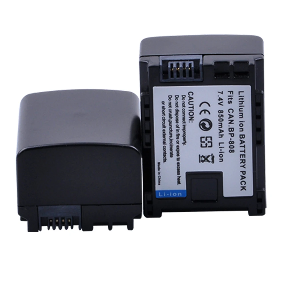 2x 7.4V 850mAH BP-808 BP 808 BP808 Li-ion Battery For Cannon BP-808 BP808 BP-809 BP819 BP827 FS300 FS100 XA10 VIXIA HG20 Battery