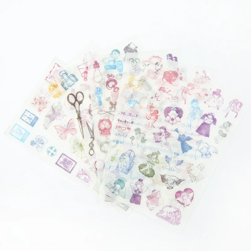 6Sheets/Pack Cute Angel Vintage Decoration Scrapbooking Stickers Transparent PVC Stationery Diary Stickers