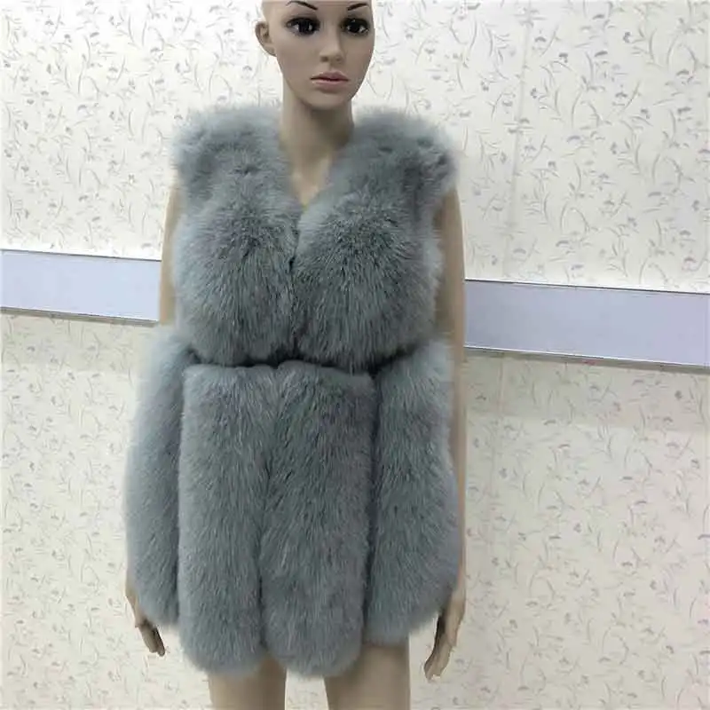 JKP* 2024 New Real Fox Fur Water Drops Fur Vest Women In The Long Vest Jacket Waistcoat Slim Was Thin