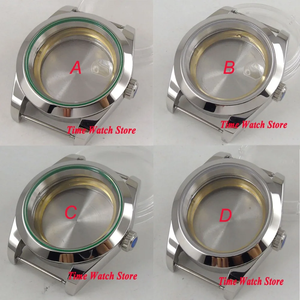 

39mm/36mm Polished Watch Case 316L Fit NH34 NH35 NH36 ETA 2836 2824 PT5000 Miyota8215 821A DG2813 Sapphire Glass Date Magnifier