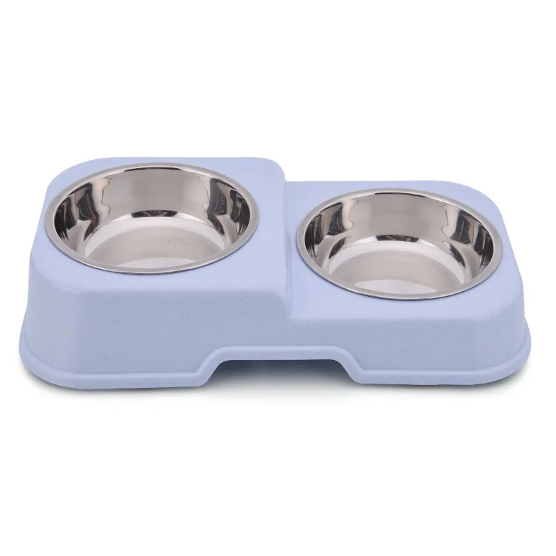 Anti-skid cat bowl stainless steel dog bowl portable double dog bowl