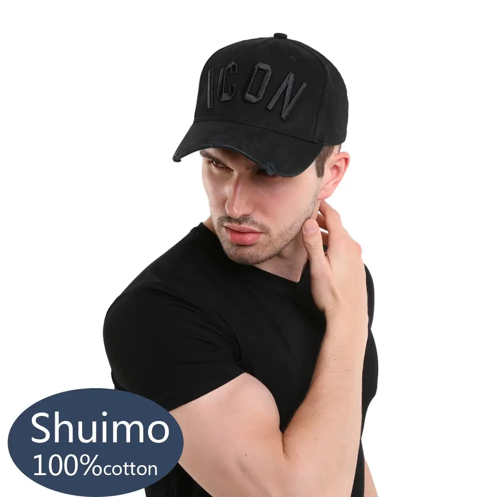 DSQICOND2 Хлопковые бейсболки Snapback DSQ с буквами Высококачественная кепка для мужчин и женщин Дизайн клиента ICON Логотип Шляпа Черная кепка