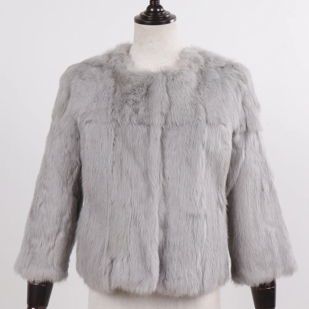 2024 New Women Winter 100% Natural Real Rabbit Fur Coats Short Style Warm Rabbit Fur Jackets Lady Slim Real Rabbit Fur Outerwear