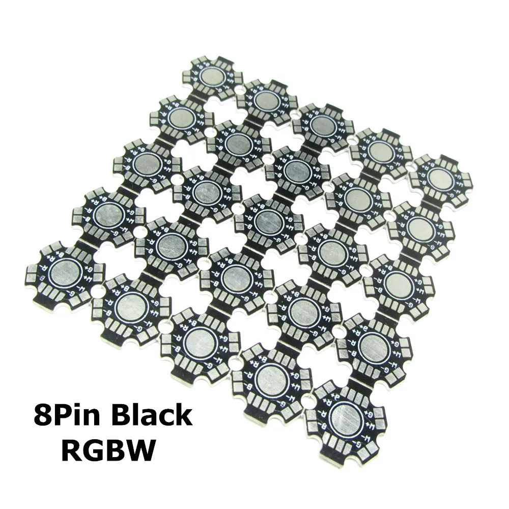 Dissipateur de chaleur en aluminium pour LED haute puissance, 1W 3W 5W, 20mm, noir, blanc, 2 broches, 4 broches, 6 broches, 8 broches