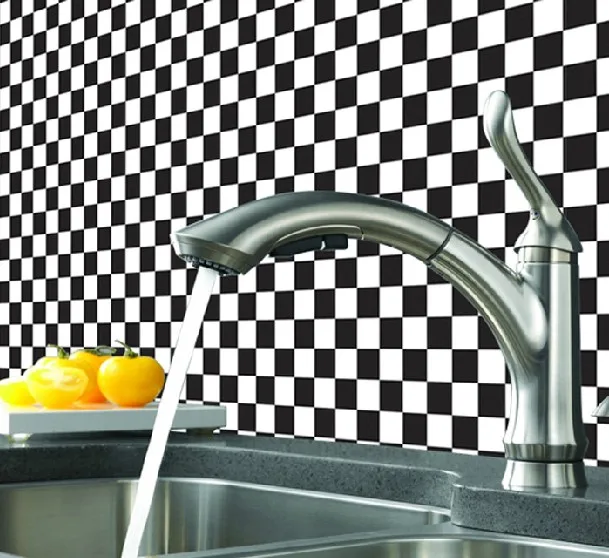 PVC black and white mosaic wallpaper