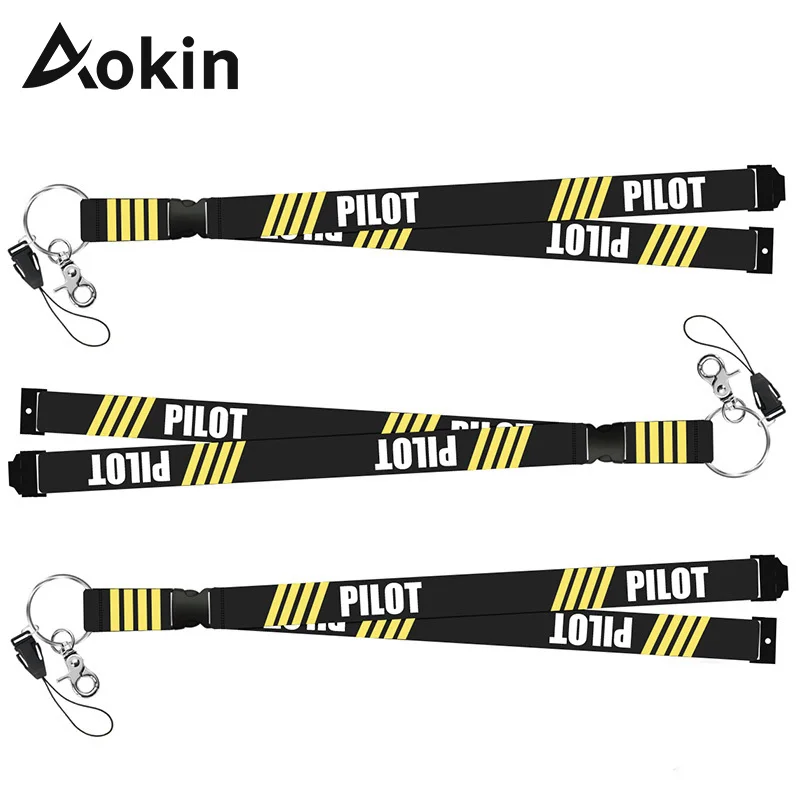 3PCS Fashion Pilot Lanyard for Phones Neck Strap For Card Badge Gym Co-Pilot Keychain Lanyard Hang Rope Lanyards for Keys