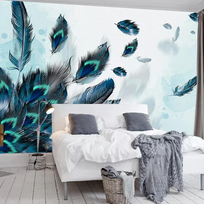 

Modern Fashion Feather Mural Wallpaper 3D Waterproof Canvas Fresco Art Wall Paper Living Room Bedroom Home Decor Papel De Parede