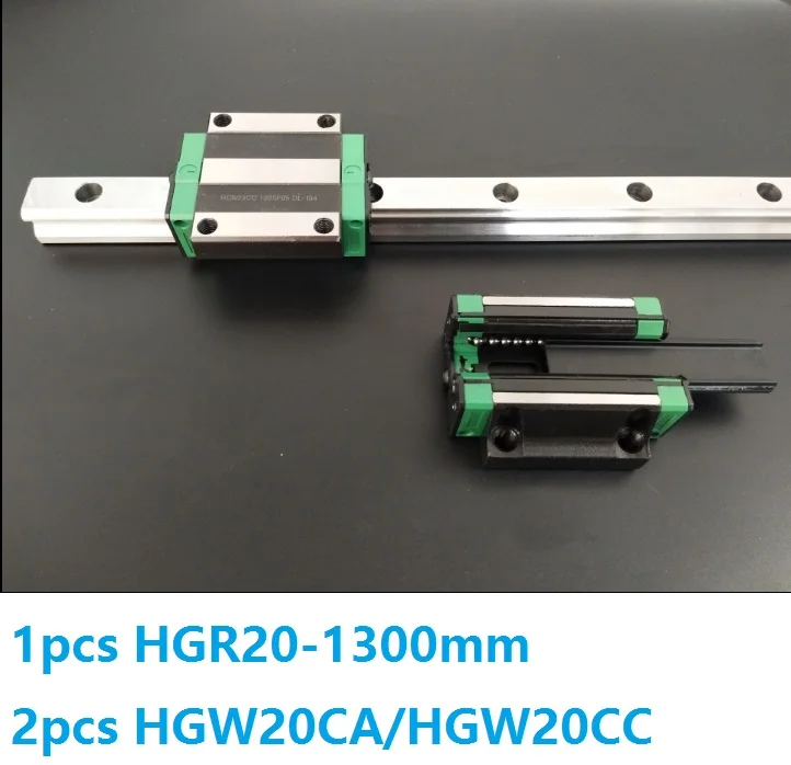 

1pcs linear guide rail HGR20 1300mm + 2pcs HGW20CA/HGW20CC linear carriage blocks for CNC router parts Made in China