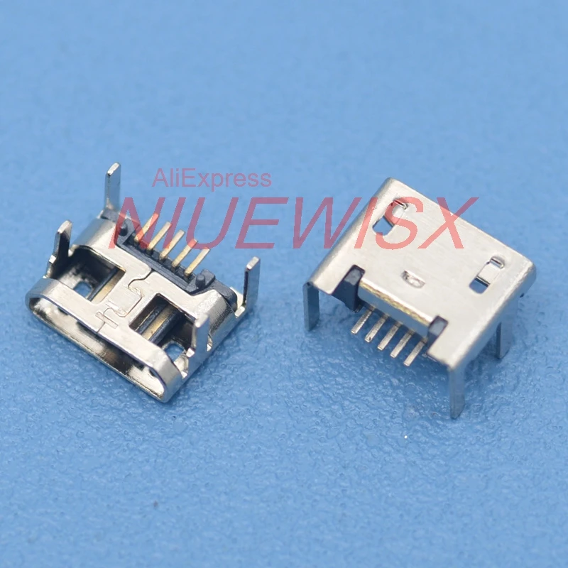 100pcs Micro USB connector 5pin seat Jack Micro usb Four legs 5P Inserting plate seat Mini usb connector Free shipping