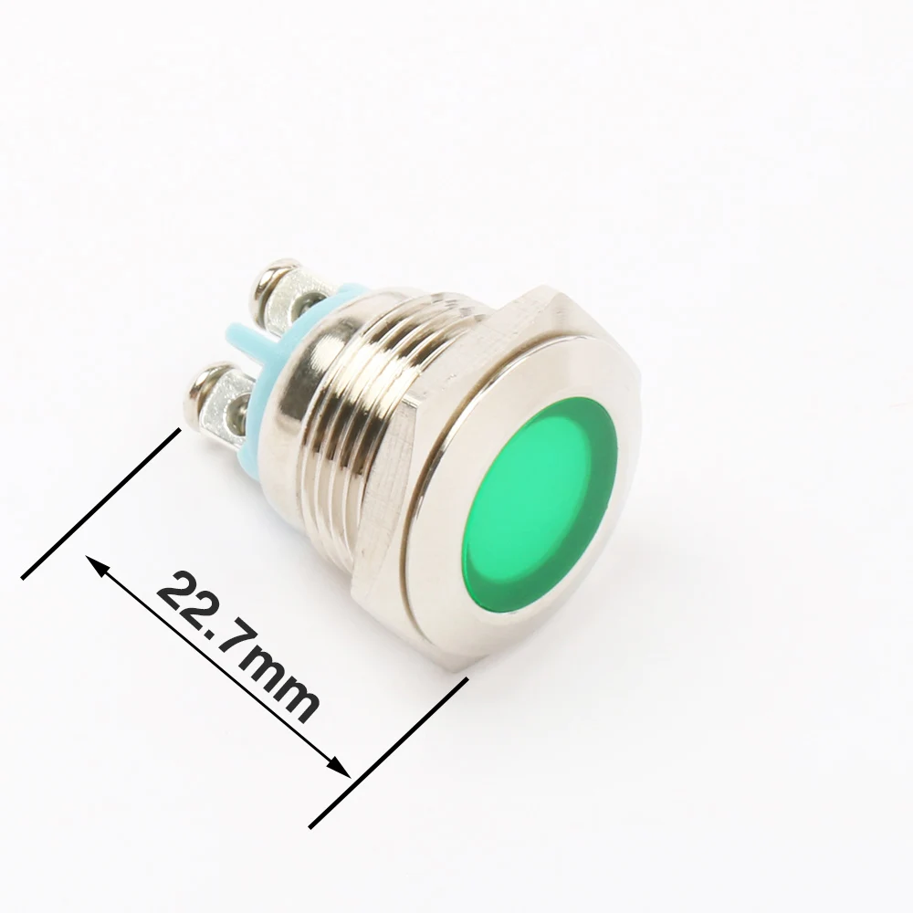 LED Metal Indicator light 16mm waterproof Signal lamp light 3V 6V 12V 24V 220v screw connect red yellow blue white 16ZSD.DM.L