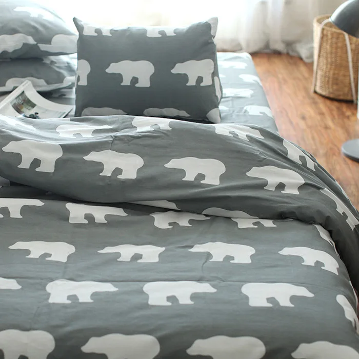 100% Cotton Twill Reactive Printing Duvet Cover Set Without Comfortable Polar Bear 4pcs 3pcs Bedding Sets High Quality King Size