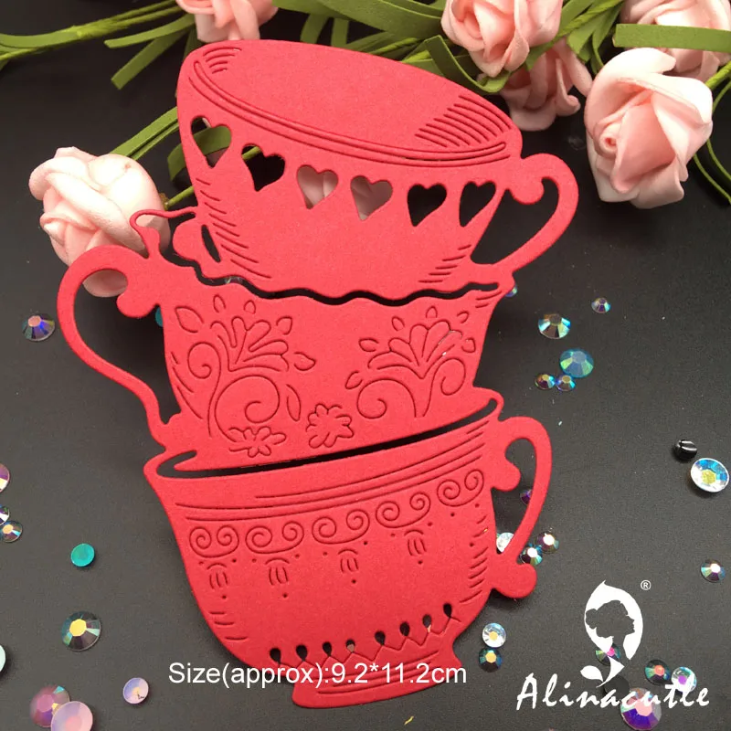 Alinacutle Metal Cutting Die Cut Teacup Coffee Cup Set Scrapbooking Paper Craft Handmade Card Punch Art Knife Cutter