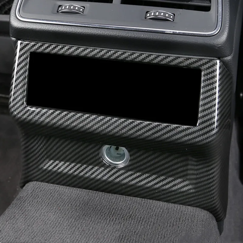 Car Styling Rear Air Outlet Frame Decoration Cover Trim For Audi A6 C8 2019 Carbon Fiber Color Storage Box Panel Decals