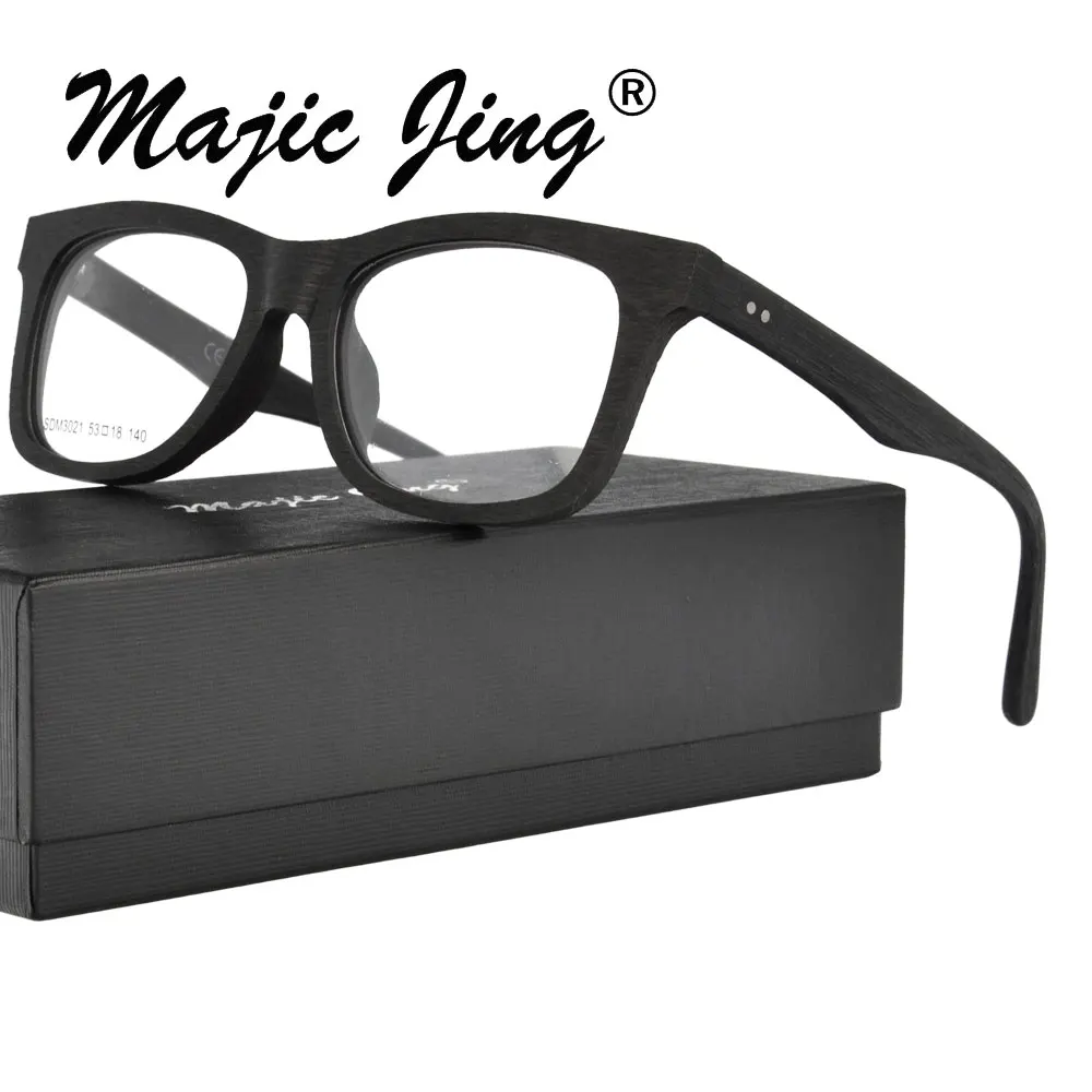 Magic Jing Imitate Stylish Wood Square Acetate Myopia Eyewear Eyeglasses Prescription SDM3021