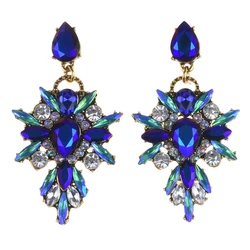 Boho Ethnic Luxury Crystal Rhinestone Drop Earrings Women Multicolor Geometric Statement Earrings Femme Jewelry Dangle Earrings