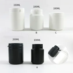 50x100ml 150ml 200ml Weiß Schwarz Kunststoff Kaugummi Blase Mit Tear-off Cap PP jar Für Kapseln/Pille Medizin Verpackungen