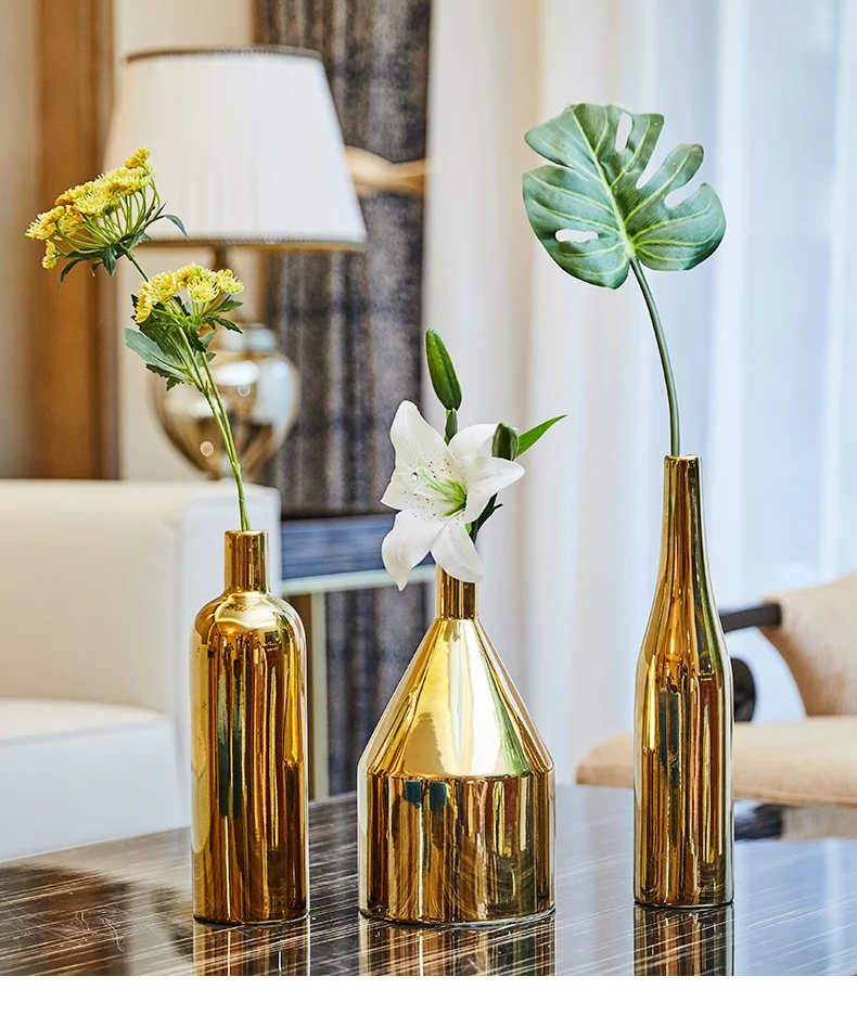 

European Vase Decoration Living Room Flower Vase ,Arrangement Ceramic Creative Nordic Golden American Table Vase