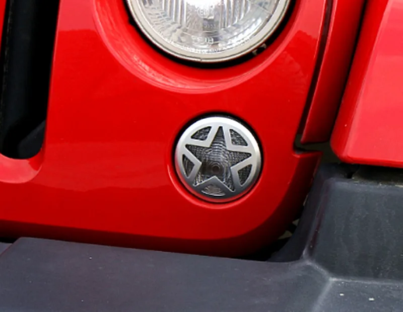 Sansour Aluminium Alloy Five-pointed Star Front Fog Light Lamp Cover Protect Trim Stickers For Jeep Wrangler 2007 Up Car Styling