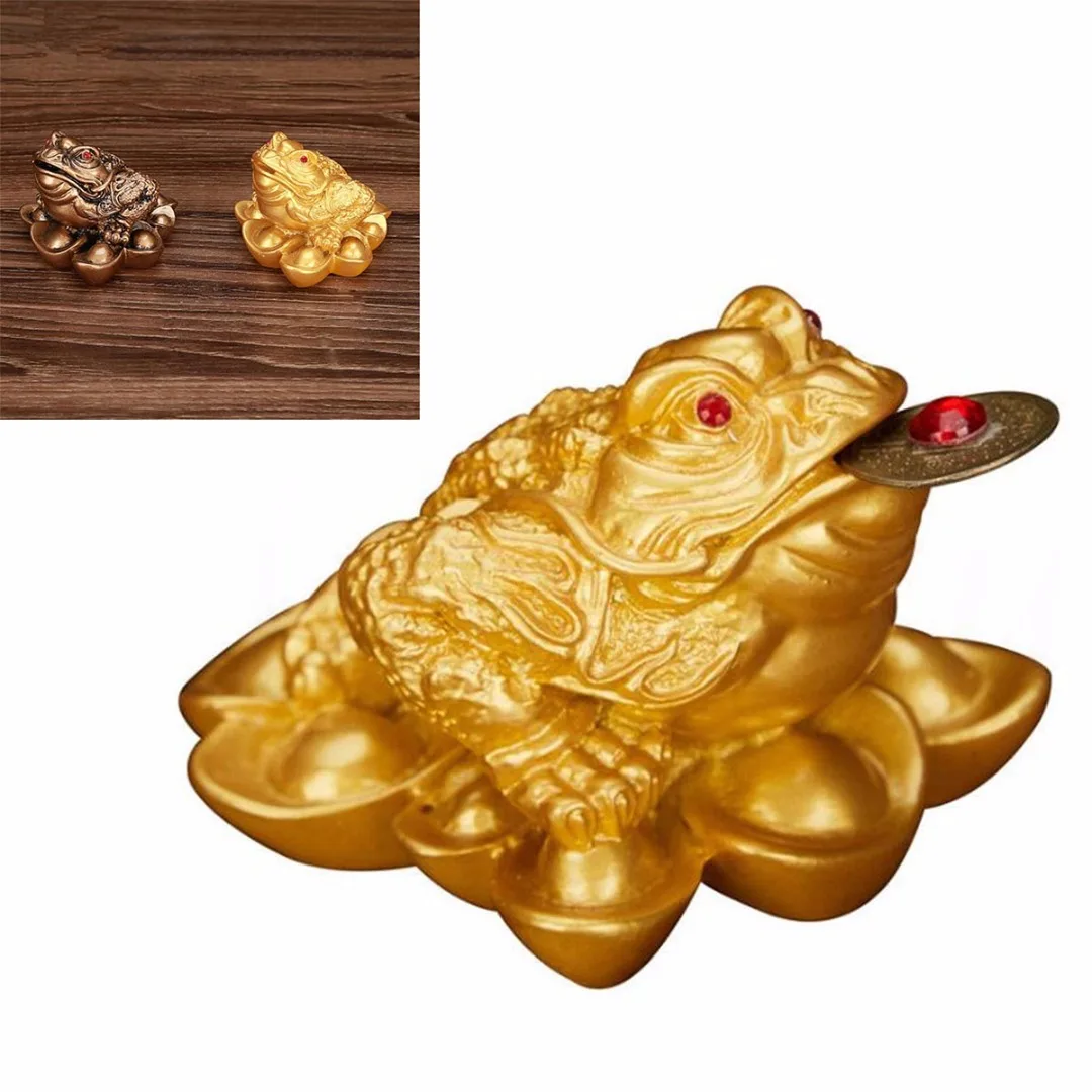 Gold Feng Shui Lucky Oriental Chinese Ching Frog Toad Coin Home Decor Gold Copper New