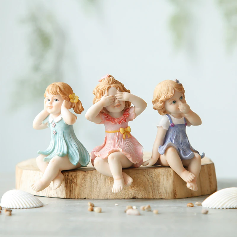 3 Pcs Beautiful Angel Resin Craft Fairy Figurines Wedding Gift Lovely Girls Modal Toys Baby Nordic Cute Mini Fashion Dolls