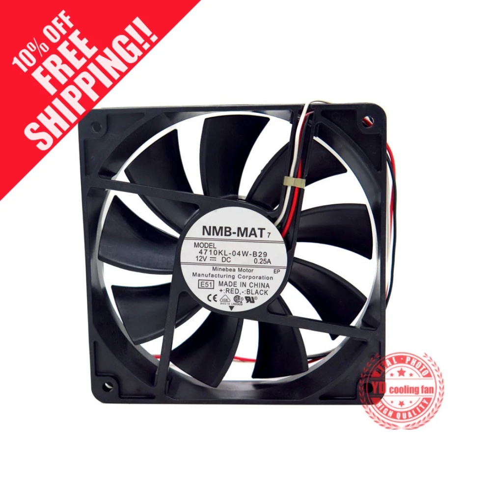 

NEW NMB-MAT NMB 4710KL-04W-B29 12025 12V 0.25A 3lines test speed ATX cooling fan