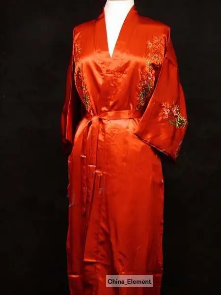 New White Chinese Women\'s Silk Robe Gown Novelty Embroidered Sleepwear Kimono Yukata Gown Flower S M L XL XXL XXXL W3S001