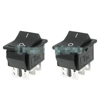 2 pçs 250v/15a 125v/20a ac momentâneo liga/desliga, terminais de 6 pinos snap in rocker interruptor automático caixa em seu estado off