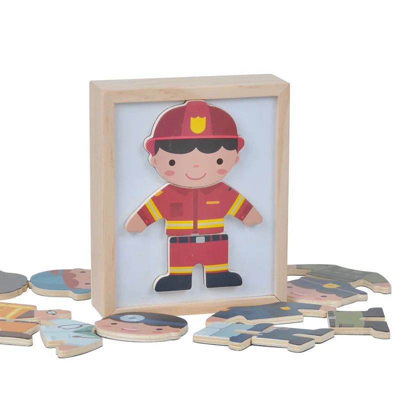 Kinderen Dressing Games Houten Magnetische Cartoon Speelgoed Magnetische Puzzel Kinderen Educatief Dressing Kids Geschenken Vroeg Leren