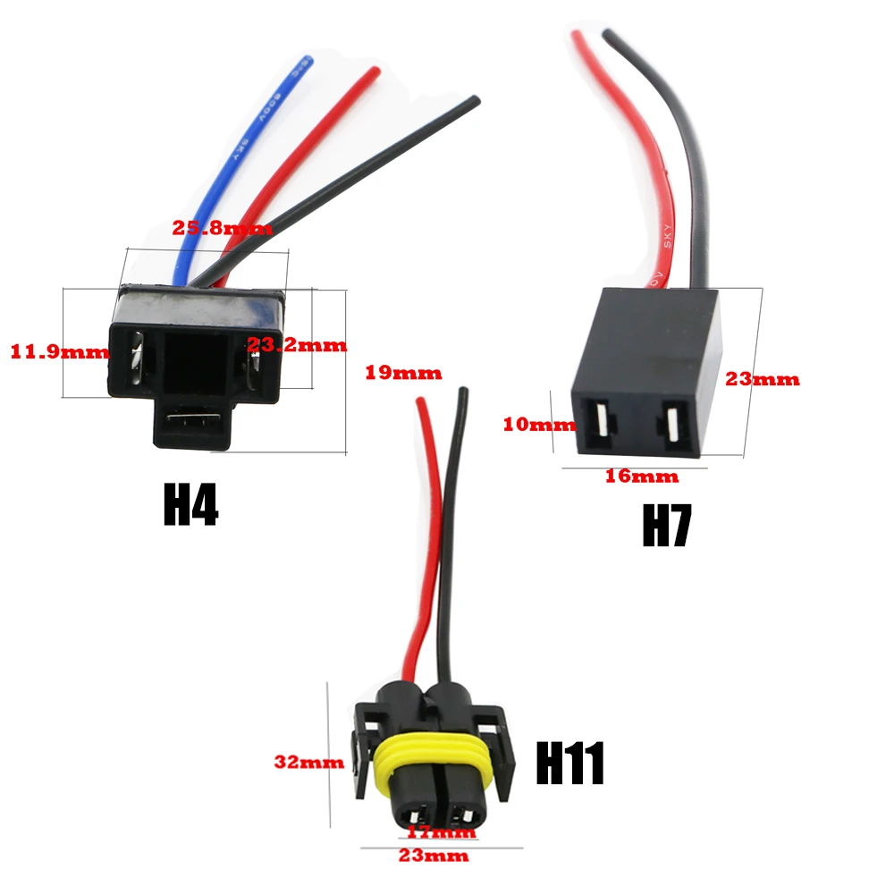 YSY 200x H4/H7/H11 Wiring Harness Socket Female Adapter Car Auto Wire Connector Cable Plug For HID XenonHeadlight Fog  Lamp Bulb