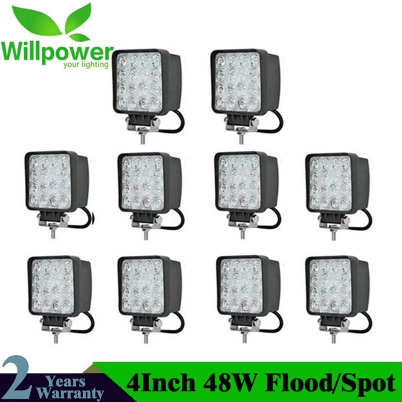 

10 PCS IP67 waterproof Spot Beam Flood beam 4x4 Offroad boat LED Driving Light truck led work light 48w