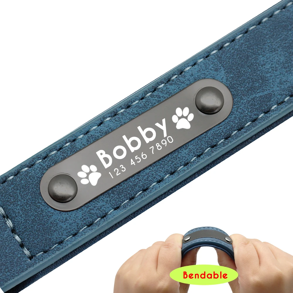 Personalisierte Hund Kragen Nach Leder Hund Halsbänder Innere Gepolsterte Pet ID Kragen Für Kleine Medium Große Hunde Pitbull Bulldog – Detail 8