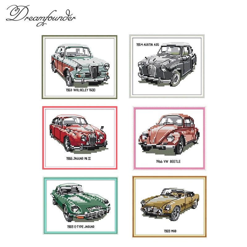 Antique automobile series  cross stitch kit aida 14ct 11ct count printed canvas stitches embroidery DIY handmade needlework