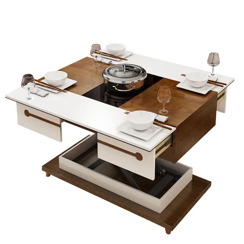 electric multifunction foldable Coffee Table Living Room liftable and lowerable minimalist rectangle mesas centro dining table