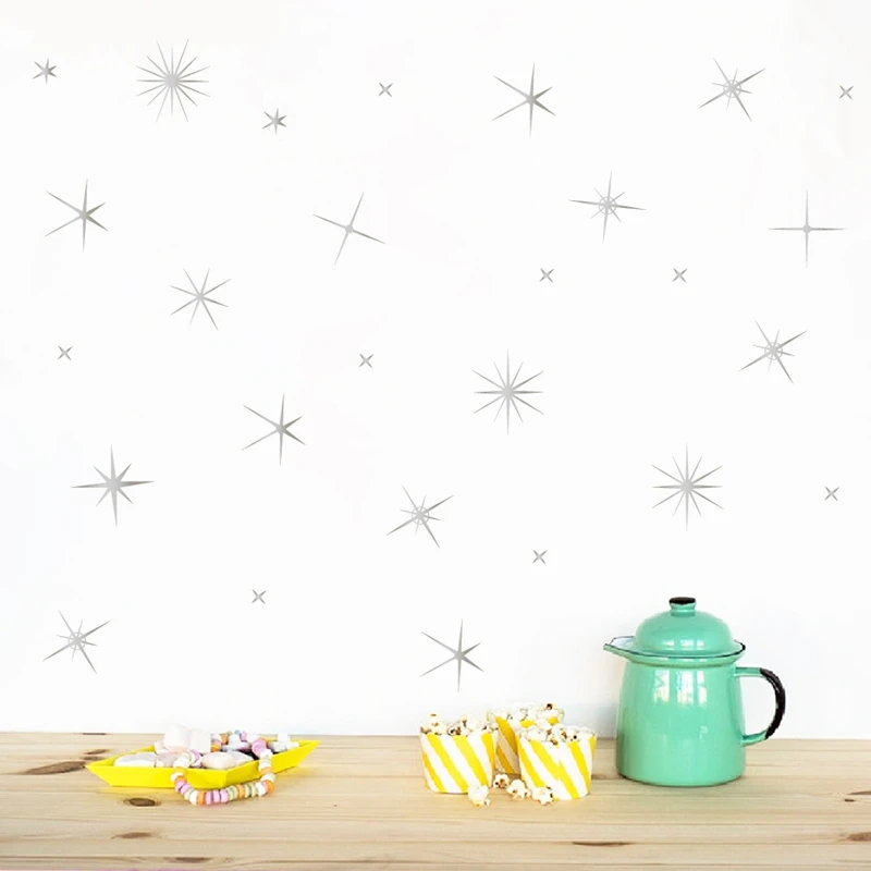 Sparkle Gold Star Wall Decals Vinyl Art Stickers Nursery Mural , Star Art Decals Decor Cute DIY Sticker Modern Home Decoration