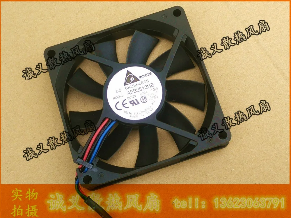 Free Shipping Wholesale Original Delta AFB0812HB 8015 8cm 80mm DC 12V server fans 0.20A double ball