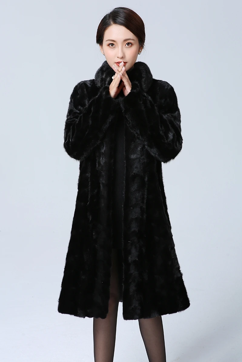 ของแท้ Mink Fur Coat Jacket mandarin collar Slim ฤดูหนาวของแท้ขนสัตว์ Outerwear Plus ขนาด 3XL 4XL 5XL