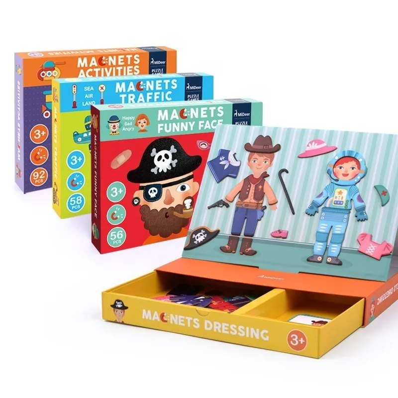 Puzzle magnétique pour enfants, jouets éducatifs, circulation géométrique, changement de visage