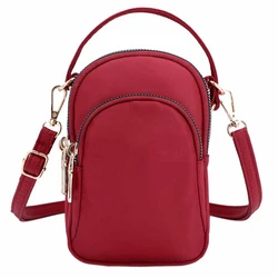 Frauen Mini Schulter Tasche Mode Handtasche Messenger Vintage Leichte Nylon Geldbörse Solide Zipper Wasserdichte Klappe Umhängetasche